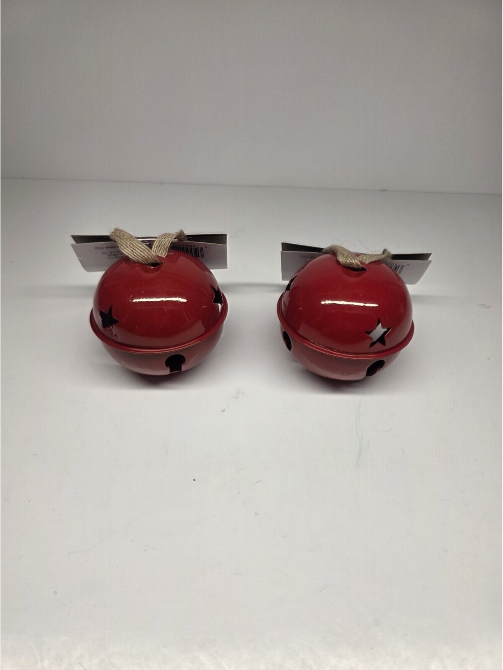 Jingle Bells Metal- Two 3" Red - Christmas Holiday Decorations